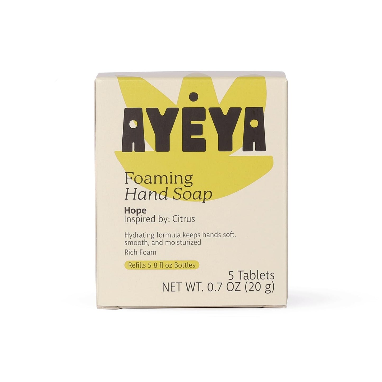 AYÉYA Foaming Hand Soap Refill Tablets - Hope | Citrus Foaming Hand Soap Refill with Bergamot, Lime & Ginger Lily | 5 Tablets Beauty & Personal Care Ayeya