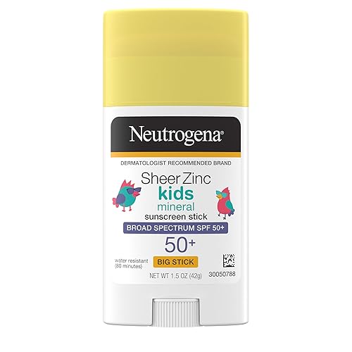 Neutrogena Sheer Zinc Oxide Kids Mineral Sunscreen Stick, Broad Spectrum SPF 50+ & UVA/UVB Protection & Water Resistant with Residue-Free, No-Mess Beauty & Personal Care Neutrogena