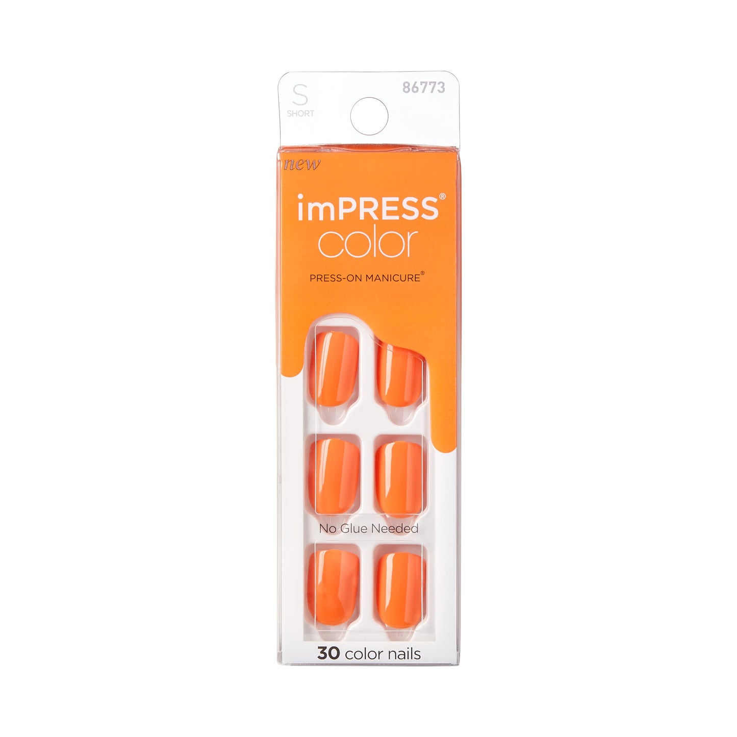 imPRESS Color Press On Nails, ‘'Sweet Mango', Solid Orange, Short Squoval, PureFit Technology, Patented Super Hold Adhesive, Chip Proof, Smudge Proof Beauty & Personal Care imPRESS