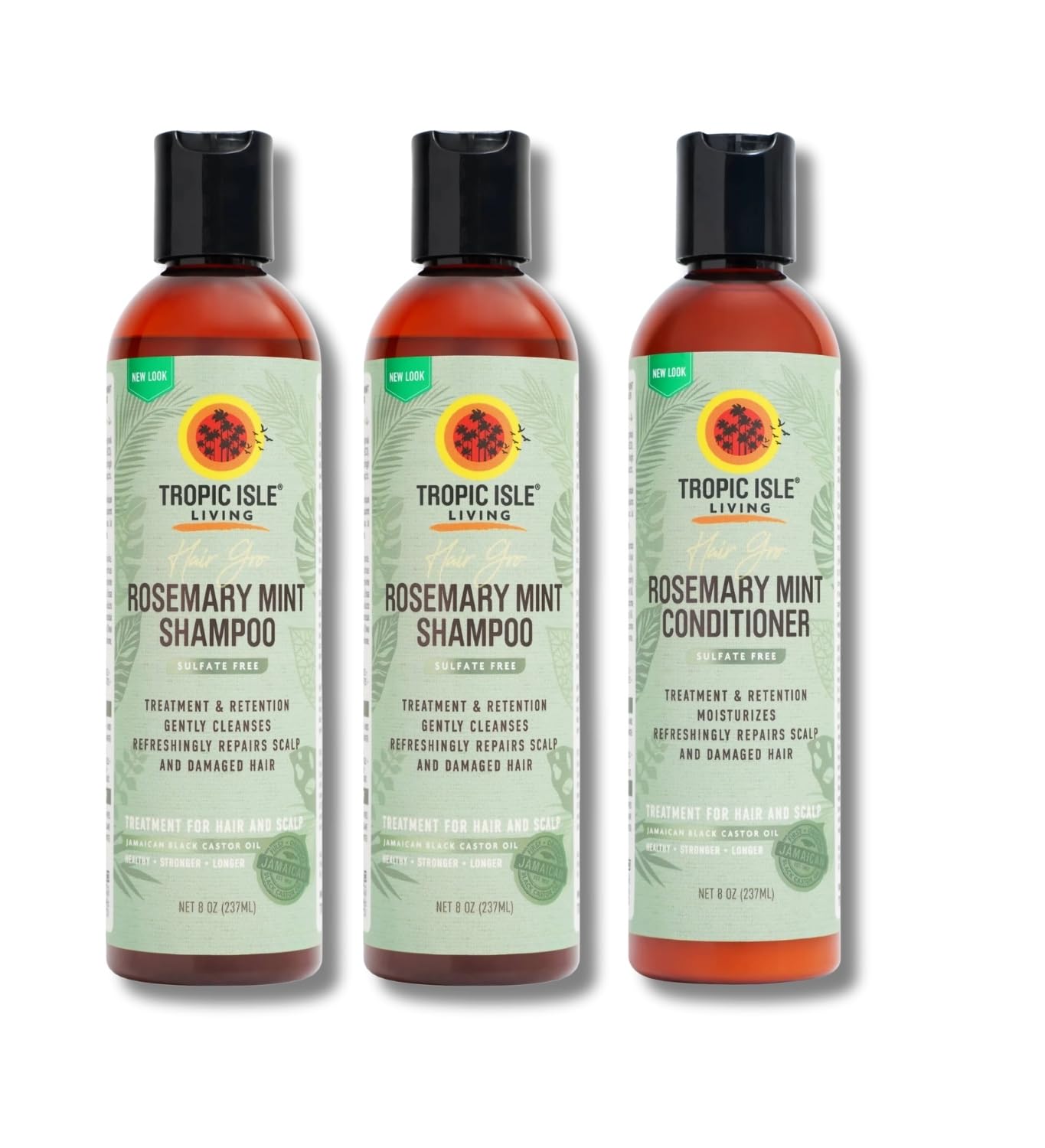 Tropic Isle Living 2x Hair Gro Rosemary Mint Shampoo 8oz and Conditioner 8 oz Gently Cleanses, Repairs & Nourishes with Mint, Aloe Vera & Shea Oil Beauty & Personal Care Tropic Isle Living