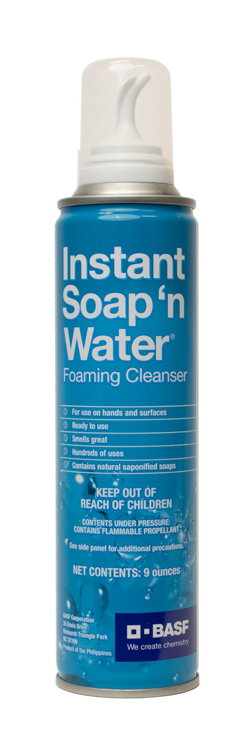 BASF Instant Soap 'n Water, Foaming Hand Cleanser, Ready to Use No Rinse Subtle Scent Skin Cleaner, On the Go, Home, Work, Travel, Up to 100 Washes, 9 Beauty & Personal Care BASF