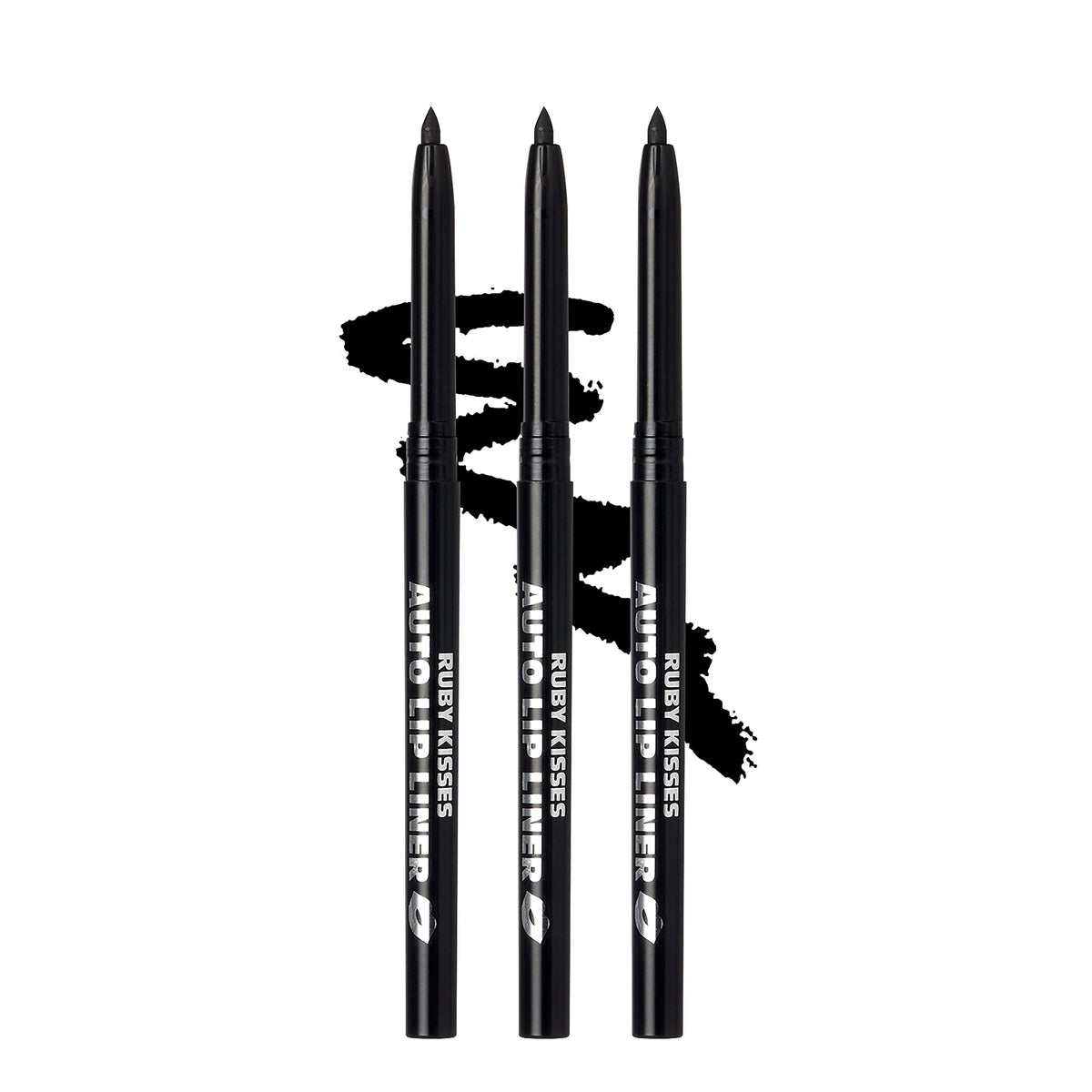 Ruby Kisses Auto Lip Liner Pencil (Black 3 Pack), Long Lasting & Non-Fading, Smooth Application, Non-Feathering with Rich Pigmented Color, No Beauty & Personal Care Ruby Kisses