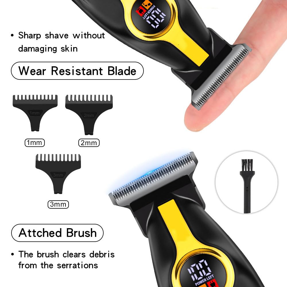 Professional Clippers/Beard Trimmers for Men Home Barber Salon Use Cordless Hair Clippers with LED Display and 3 Guide Combs Electric Shaver Oil Head Beauty and Personal Care GLESVOWIO
