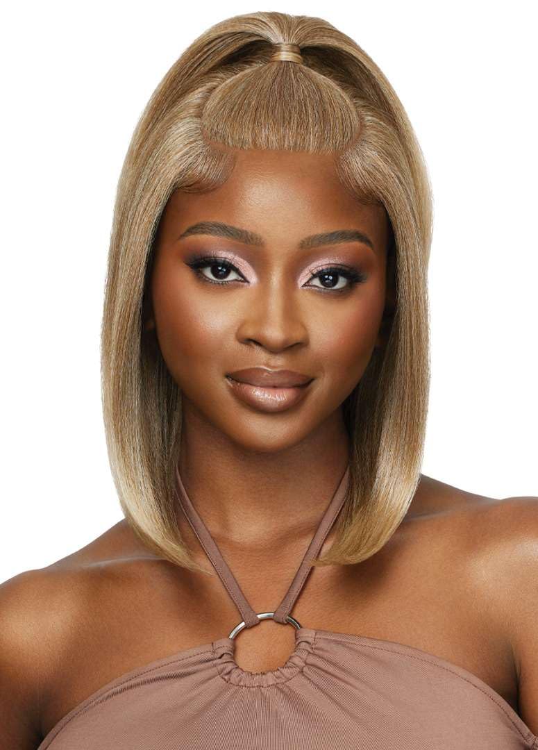 Outre - 5X5 Lace Closure Wig - Human Hair Blend - Natural Yaki 14" (DRFF2/RUBY ROSE)