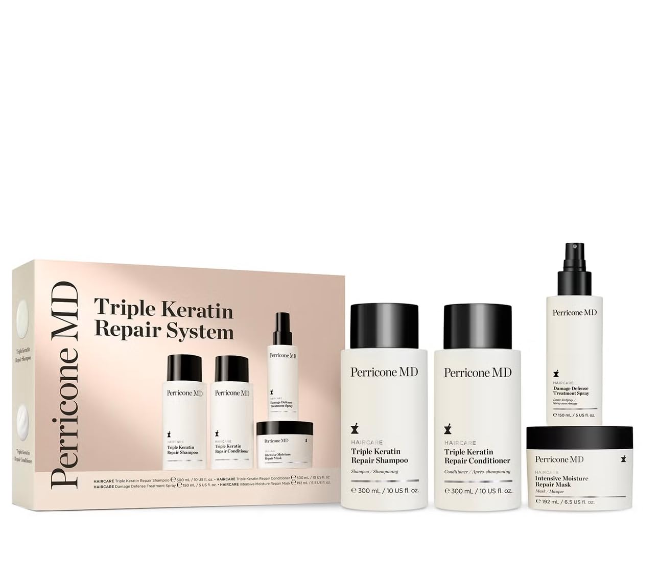 Perricone MD Haircare Triple Keratin Repair System, Liquid Shampoo & Conditioner Set, Hypoallergenic, for Dry Damaged Hair Beauty & Personal Care Perricone MD
