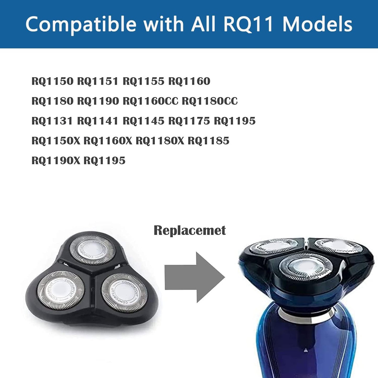 Gleway RQ11 Shaver Replacement Heads Compatible with Philips Shaver, Electric Razor Shaving Replacement Blades Compatible with Norelco RQ11 1150X Beauty and Personal Care Gleway