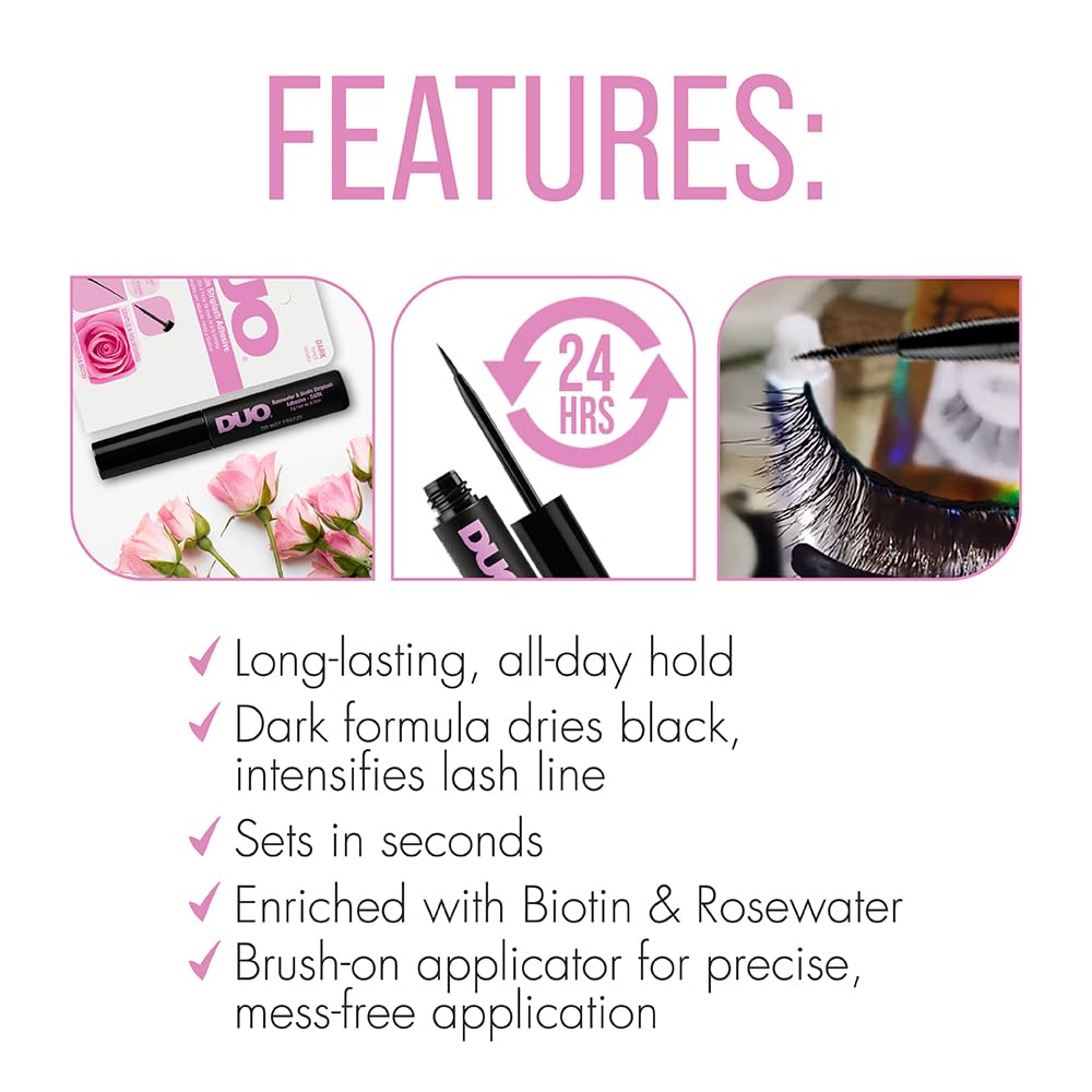 DUO Eyelash Glue - Rosewater & Biotin Strip Lash Adhesive with Eyeliner Effect, Dark Tone, 0.18 oz Beauty & Personal Care DUO
