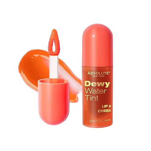 Absolute New York Dewy Water Lip and Cheek Tint, Glassy Tinted Lip Oil, with Vitamin E, Squalane and Jojoba Seed Oil (MLTN02 Coral Pop) Beauty & Personal Care Absolute New York