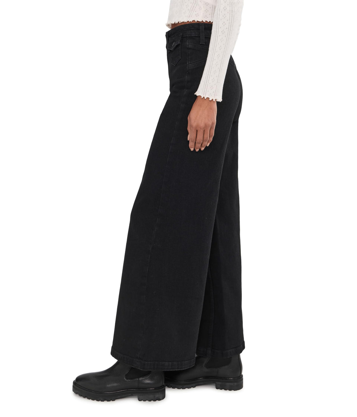 Free People, Womens, Kellee High-Rise Palazzo, Black Eyeliner, Size: 26, Inseam: One Size