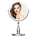 WIZCHARK 9" Large Lighted Makeup Mirror, 1X/10X Magnifying Vanity Mirror with 3 Colors Dimmable Lightning, 80 LED Lights, 360°Rotation Double Sided Beauty & Personal Care WIZCHARK