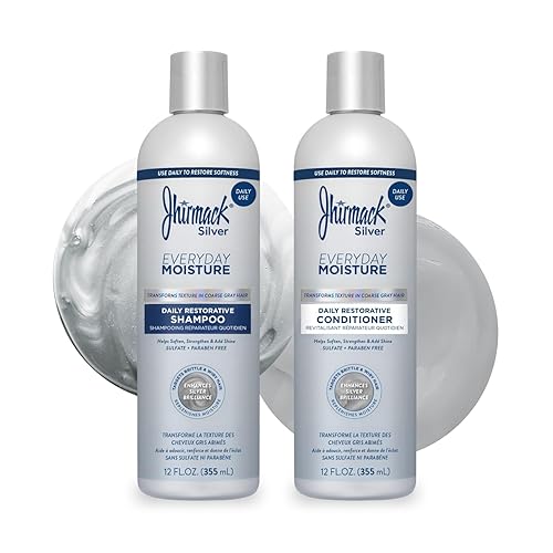 Jhirmack Silver Everyday Moisture Daily Restorative Shampoo and Conditioner Set | For all types of Silver, Grey, and White Hair | 12 fl oz each Beauty & Personal Care jhirmack