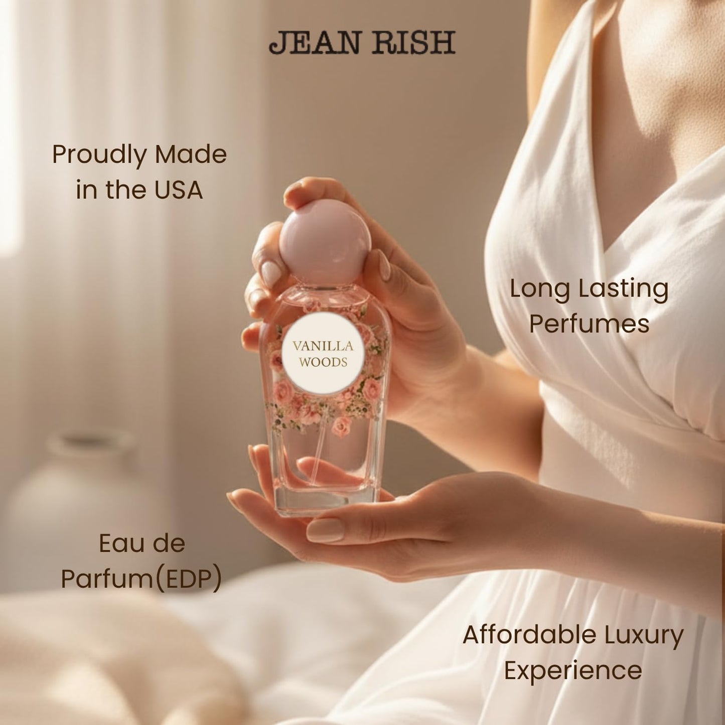 Jean Rish Vanilla Woods Perfume for Women Eau De Parfum, Long-Lasting Luxury Fragrance, Made In USA - Pink Pepper, Vanilla, Sandalwood Scent - 100ml Beauty & Personal Care Jean Rish