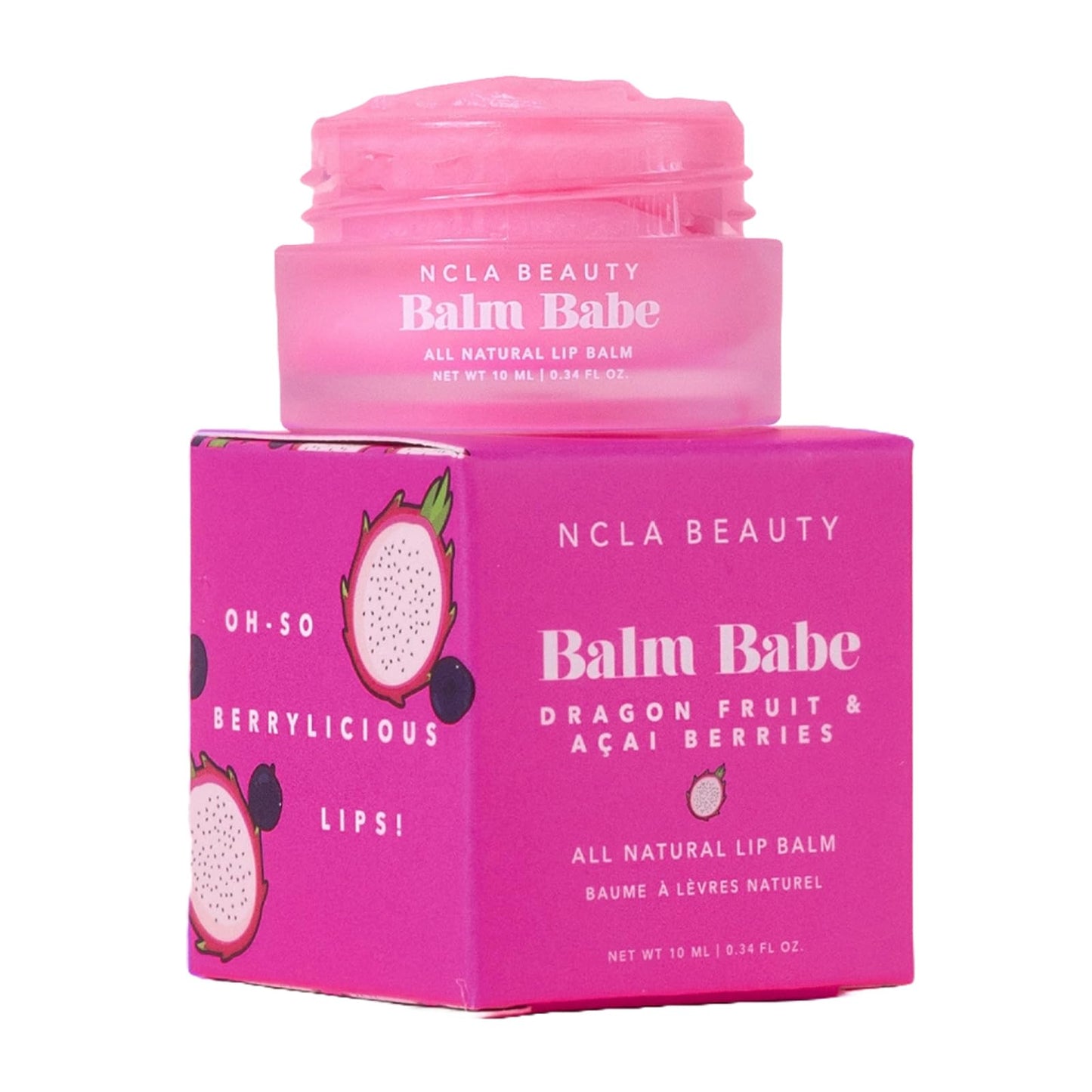 NCLA Beauty Balm Babe All Natural Lip Balm - Moisturizes Lips with Natural Oils - Infused with Vitamin C and E - Dragon Fruit Acai Berry - 0.34 oz Beauty and Personal Care NCLA BEAUTY