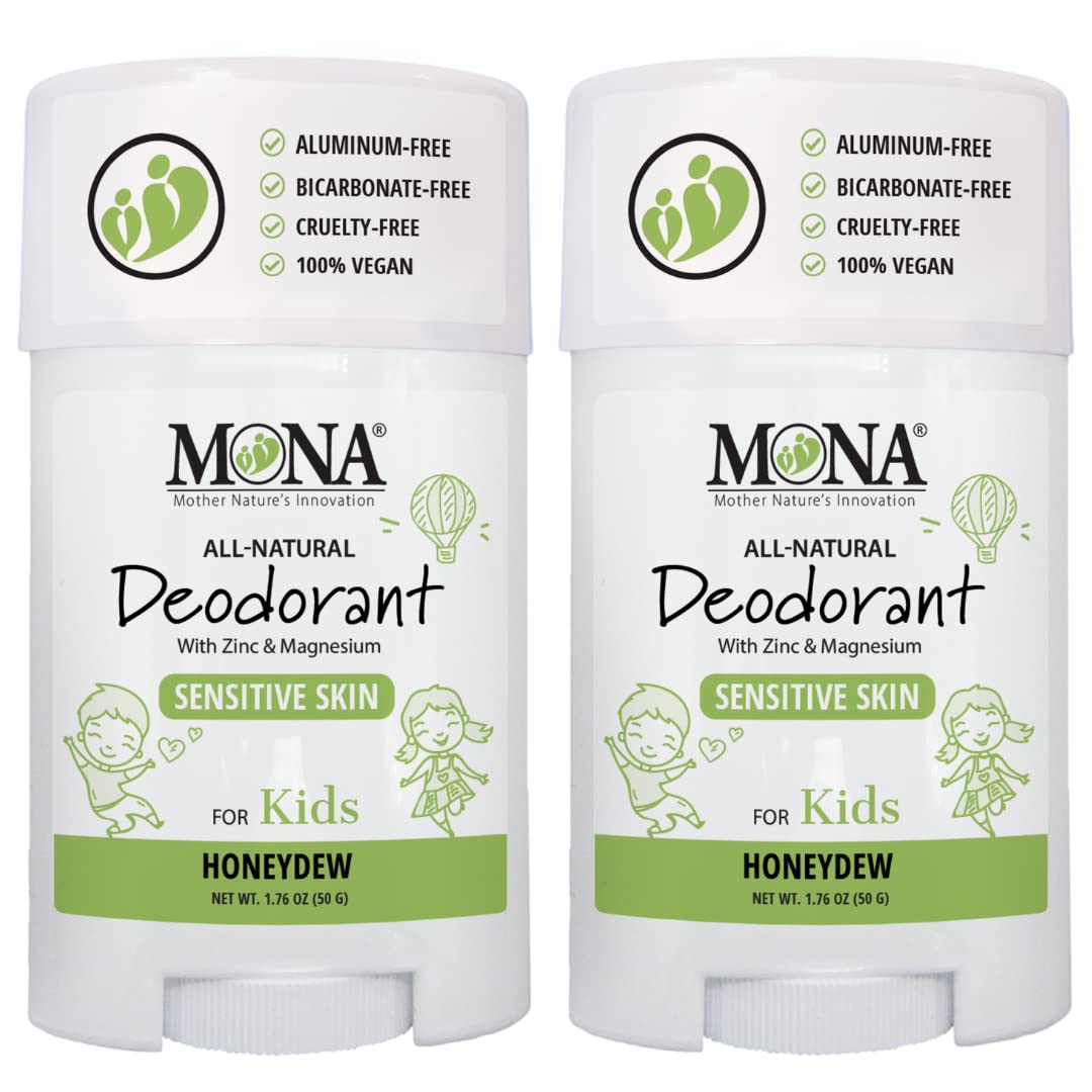MONA Honeydew Natural Deodorant for Kids, Preteens & Teens, Aluminum Free, Gluten and Baking Soda Free, Gentle for Sensitive Skin, Vegan Kids Beauty and Personal Care MONA