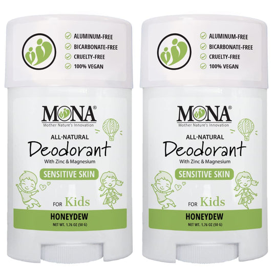 MONA Honeydew Natural Deodorant for Kids, Preteens & Teens, Aluminum Free, Gluten and Baking Soda Free, Gentle for Sensitive Skin, Vegan Kids Beauty and Personal Care MONA
