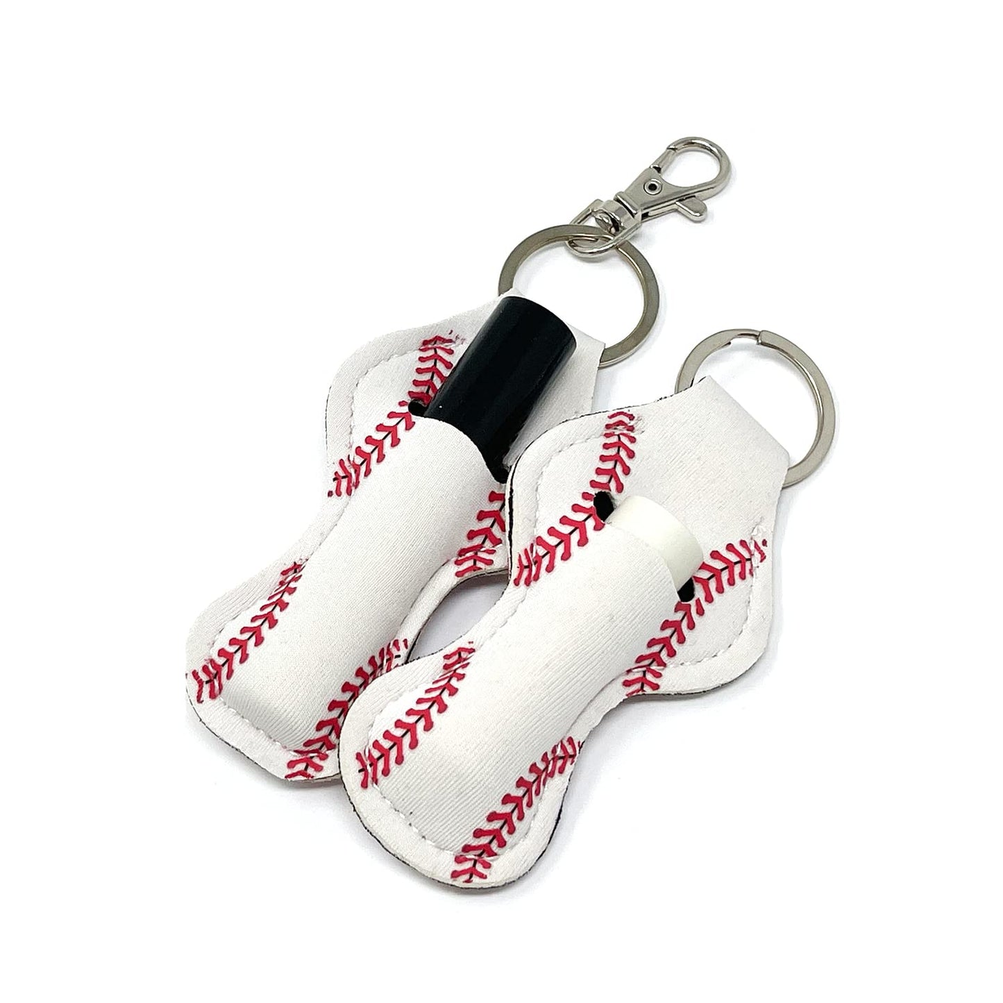 allydrew 10 Pack Chapstick Holder Keychain, Keyring for Lip Balm Lip Gloss Lipstick with 10 Pieces Metal Keyring Clasps, Baseball/Softball Beauty & Personal Care allydrew