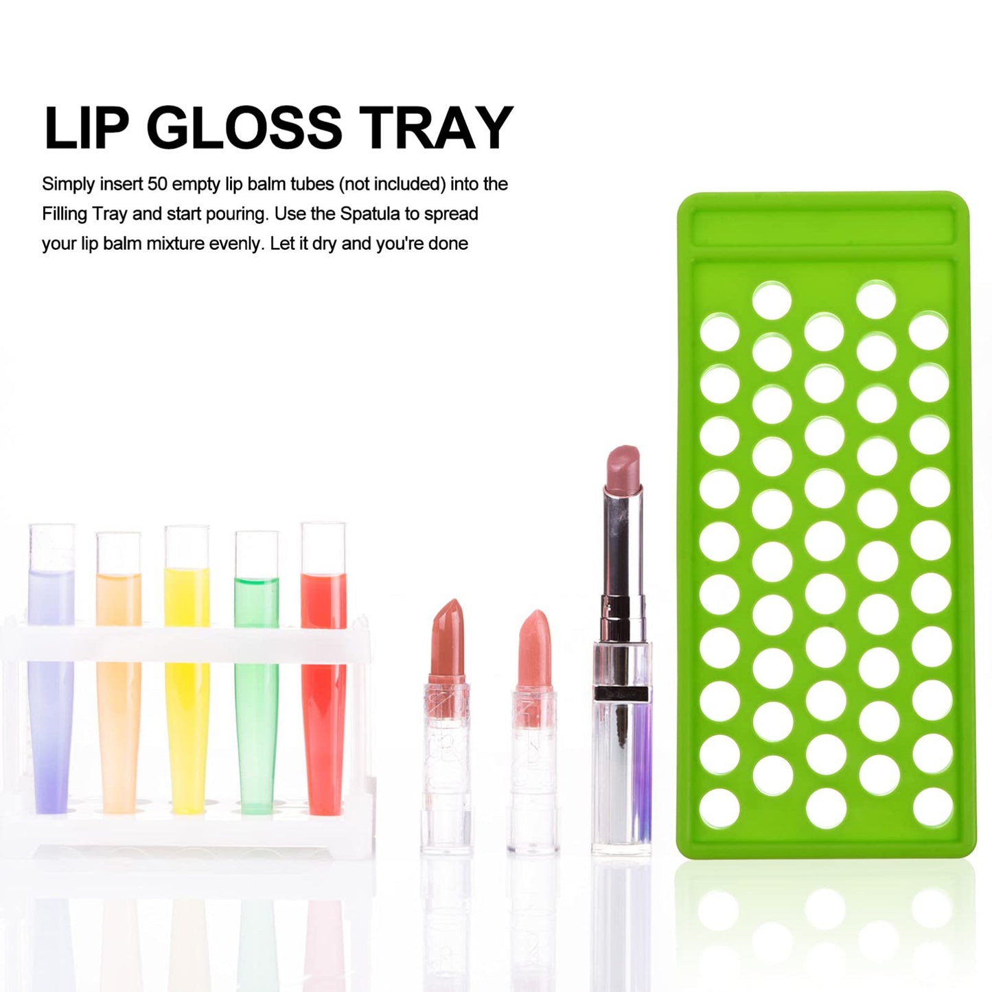 KALLORY Lip Balm Filling Tray and Spatula Set, Lip Balm Crafting Kits Holder 5 Lip Balm Containers Making Kit for DIY Lipstick, 2pcs Beauty and Personal Care KALLORY