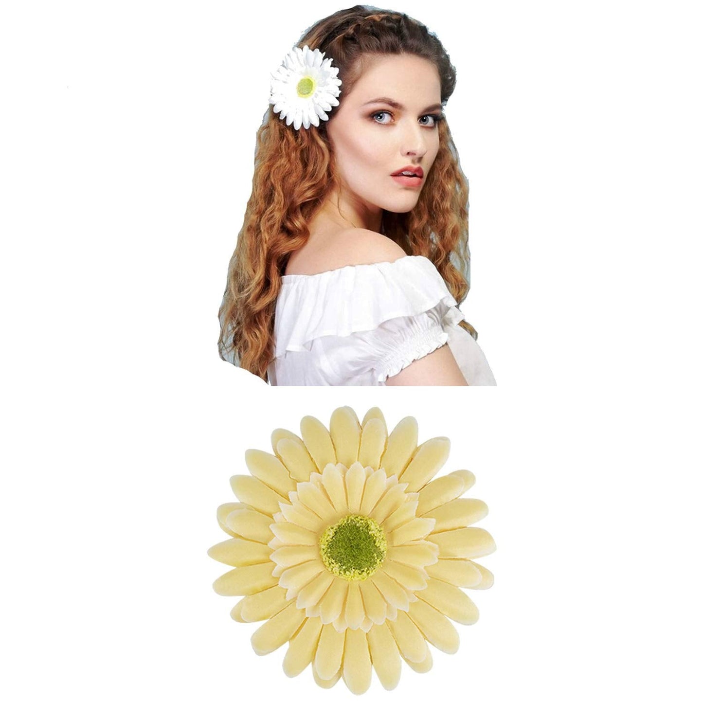 Lawie 18 Pack Fake Artificial Silk Gerbera Daisy Flower Sunflower Daisies Hair Clips Barrettes Clamp Clasps Bow With Alligator Brooch Pin Tropical Beauty & Personal Care Lawie