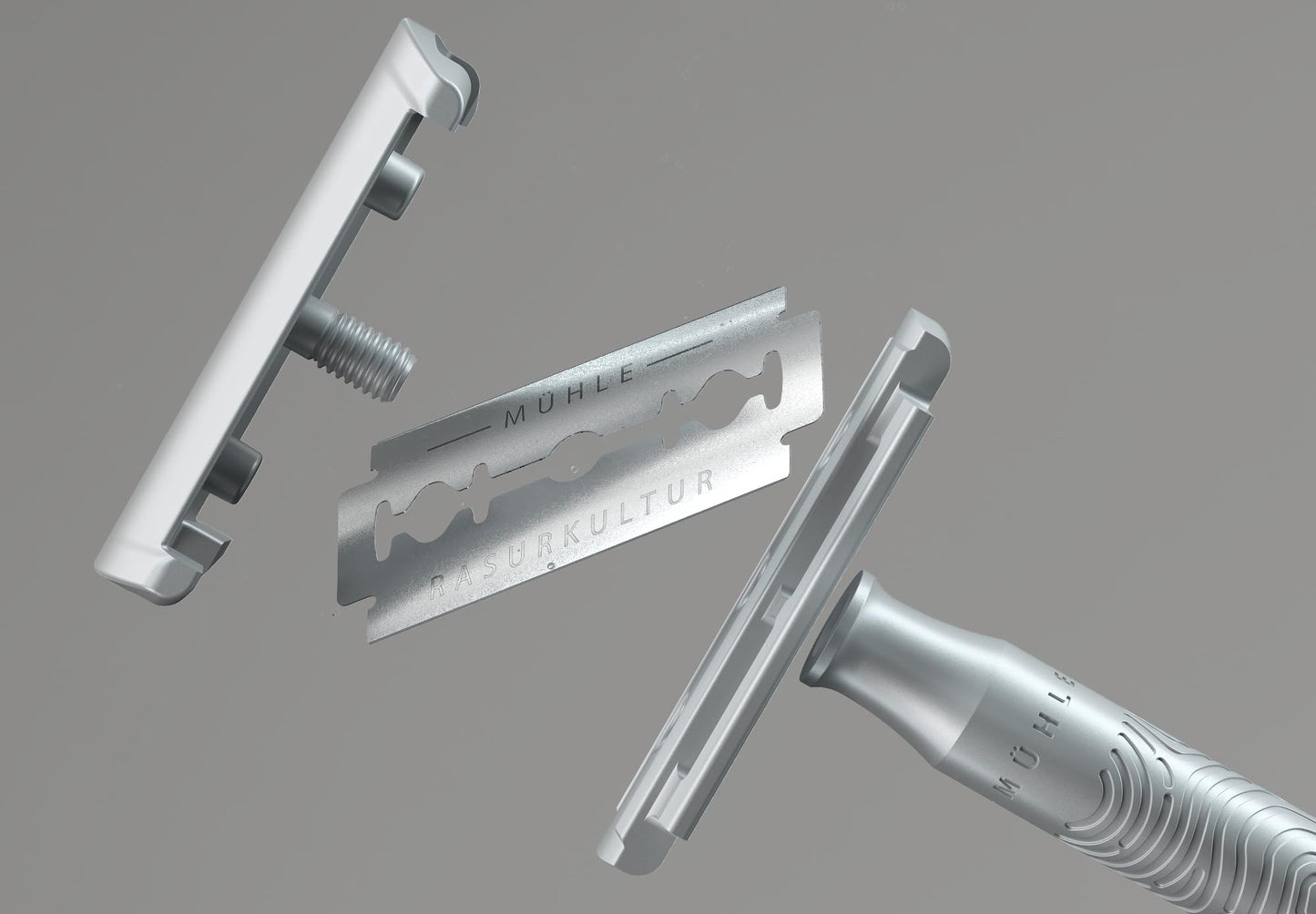 MÜHLE R 89 Shaving Set 5 Pieces - Safety Razor with Closed Comb Chrome-Plated Metal Blade, Cream, Cloth - Silver Beauty and Personal Care MÜHLE