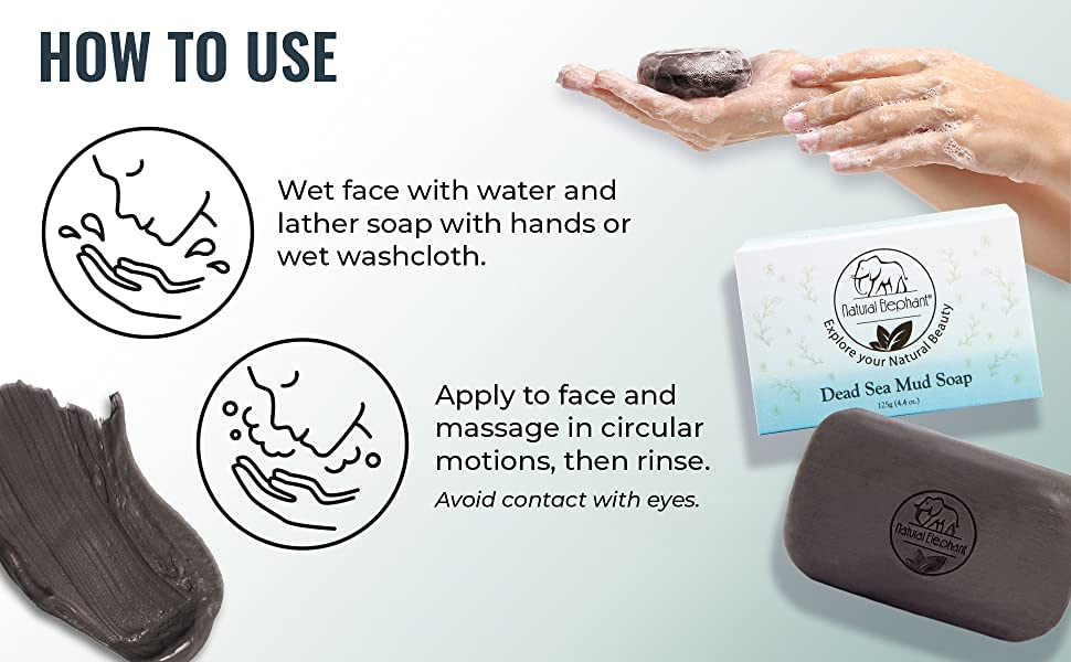 Natural Elephant Dead Sea Mud Soap Bar | Mineral-Rich Face & Body Cleanser with Natural Dead Sea Minerals | 4.4 oz (125 g) Pack of 3 Beauty & Personal Care Natural Elephant