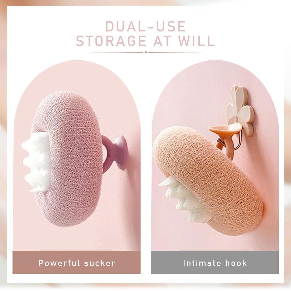 Super Soft Sunflower Suction Cup Bath Ball, 3D Exfoliating Body Bath Sponge for Adults and Children, Women and Men, Skin Friendly Sponge Mesh Pouf Beauty and Personal Care Cecurpo