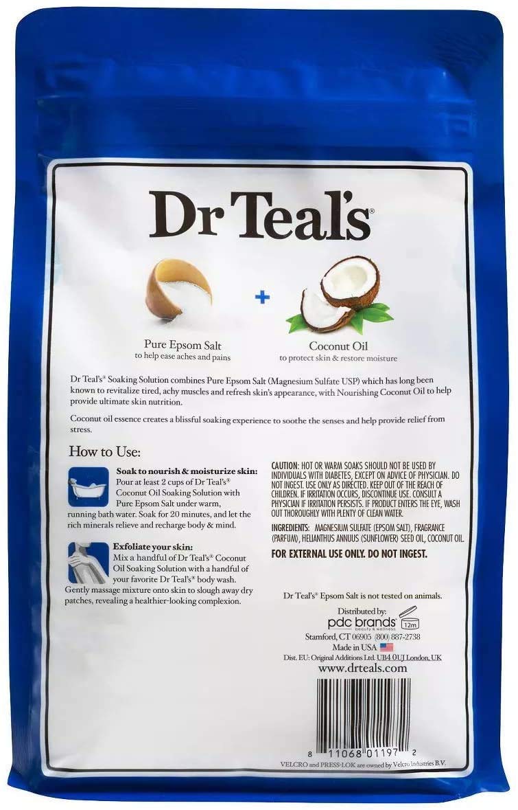 Dr Teal's Epsom Salt Bath Combo Pack (6 lbs Total), Nourish and Protect with Coconut Oil, and Soften & Moisturize with Shea Butter & Almond Oil Beauty and Personal Care Dr Teal's