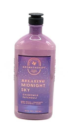 Bath and Body Works Aromatherapy Relaxing Midnight Sky Chamomile Patchouli Body Wash and Foam Vitamin E & Aloe 10 Fluid Ounce Beauty & Personal Care Bath & Body Works