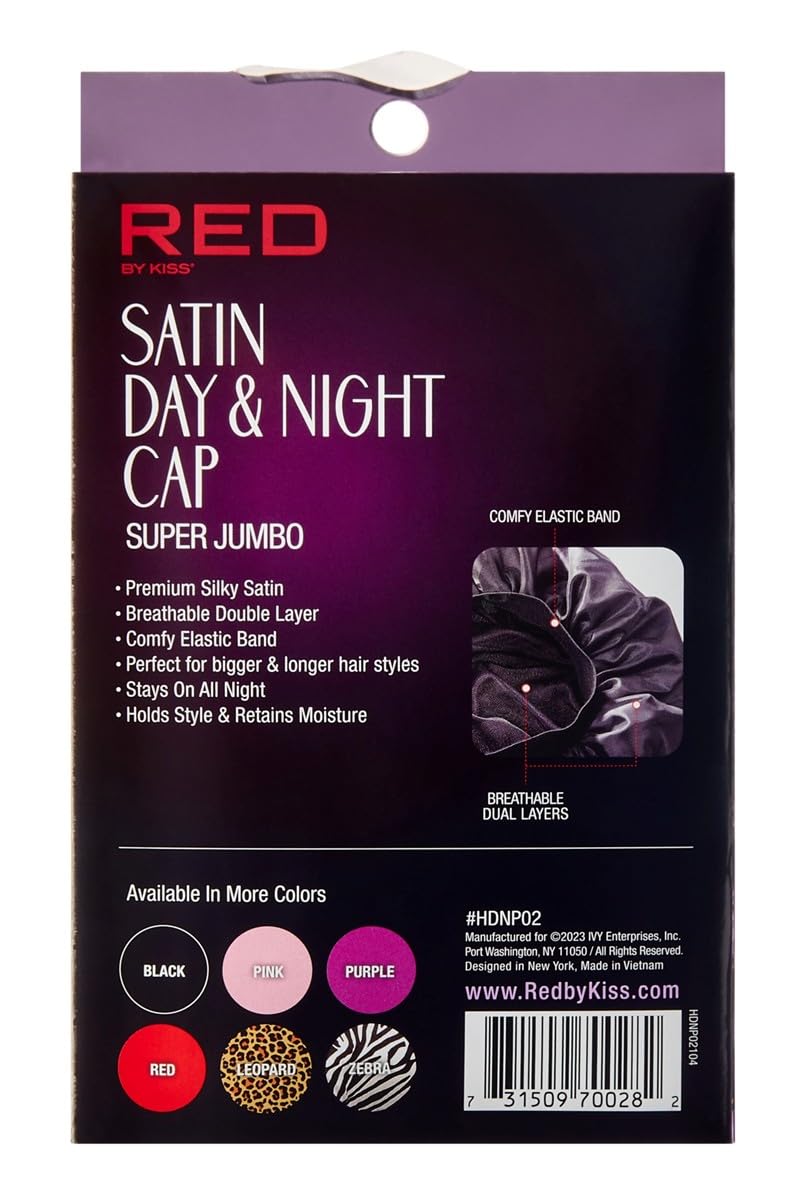Kiss Red Satin Day & Night Cap Black Super Jumbo (Pack of 3) Beauty and Personal Care KISS