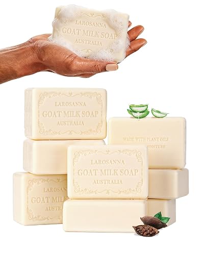 larosanna Australian Goat Milk Soap,Family Pack of 8,Helps Moisturize,Smooth & Cleanse Skin,Triple-milled Natural Soap Bar 6.35 oz with Cocoa Beauty & Personal Care larosanna