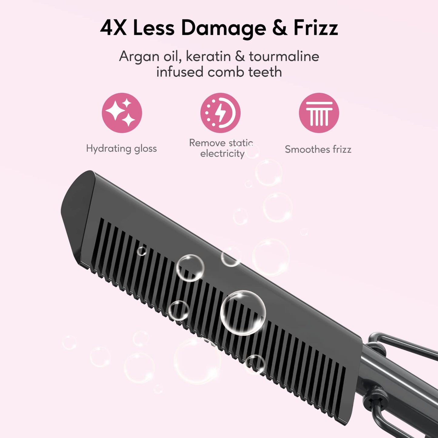 Hot Comb Electric by Terviiix, Pressing Combs for Natural Black Hair, Wigs & Beard, Anti-Scald Straightening Comb with Keratin & Argan Oil Infused Beauty & Personal Care Terviiix