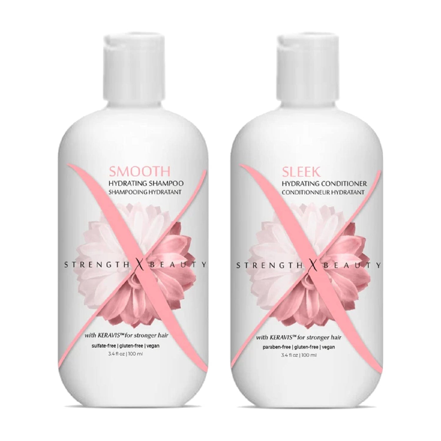 Strength x Beauty - 2 pc. Discovery Set: Smooth | Sleek Shampoo and Conditioner 3.4 oz. Try-Me | Travel Size Beauty & Personal Care Strength x Beauty