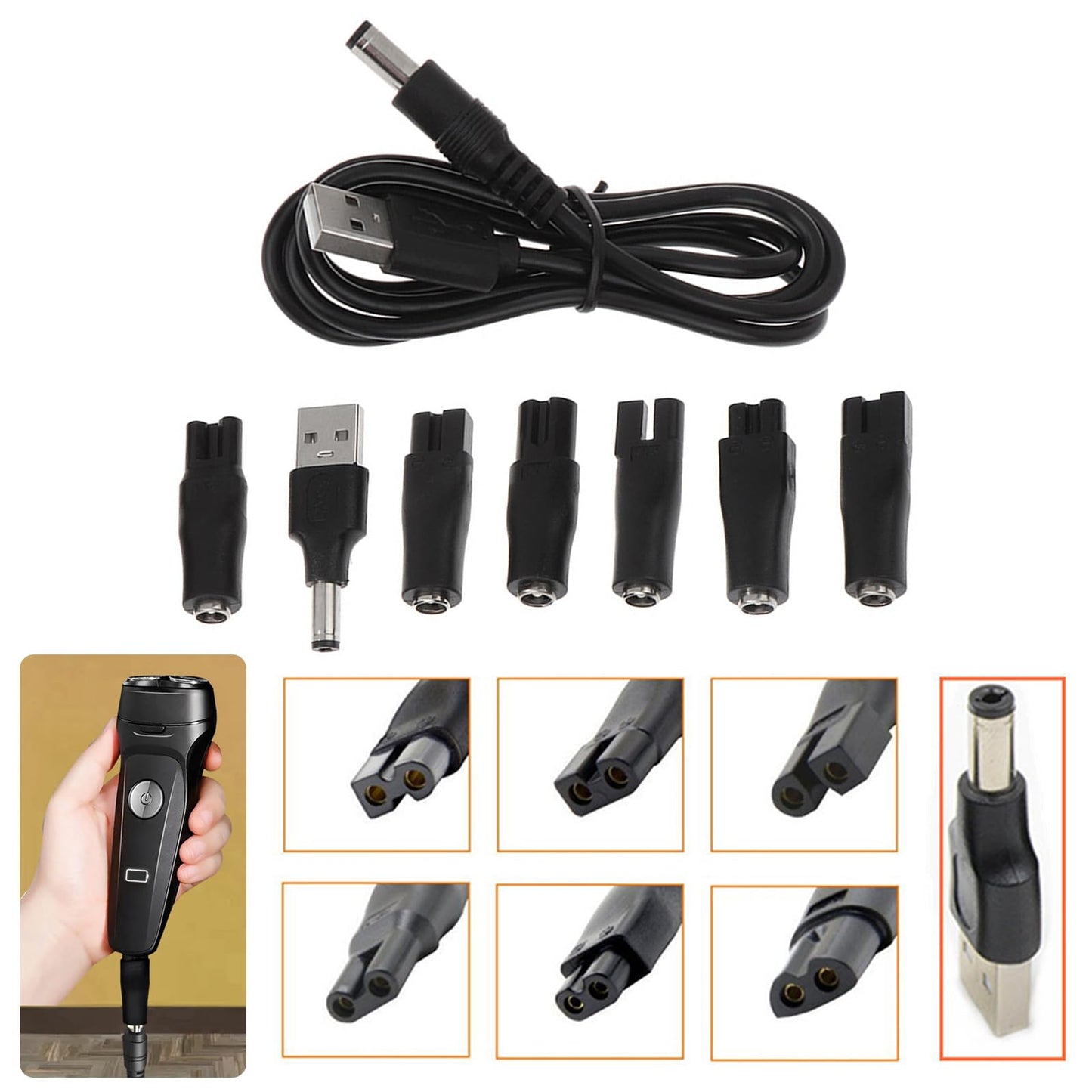 DIIOOMIEEU USB Charging Cord Set for Electric Shavers Beard Trimmers Power Cable Hairdressers Beauty Instruments Accessories Beauty and Personal Care DIIOOMIEEU