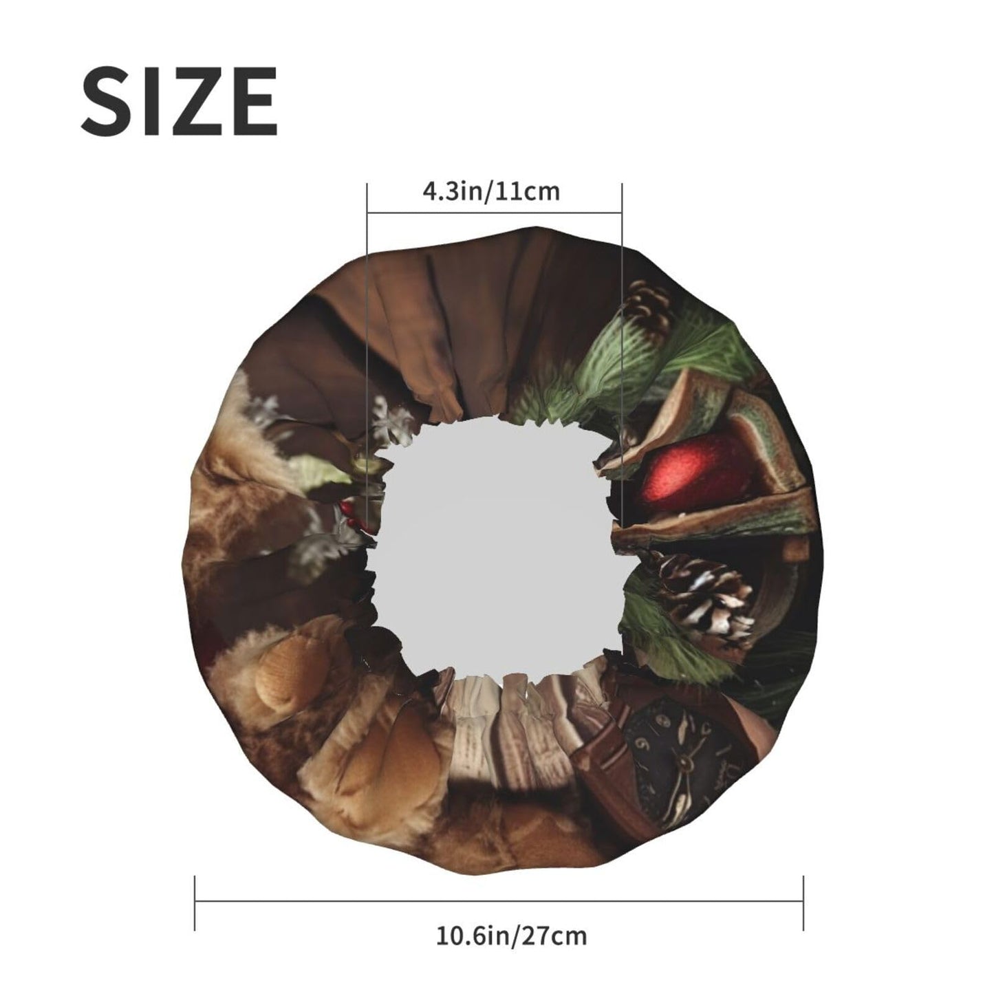 Xmas Tree Branch Bear Doll Shower Cap for Women Men Large Reusable Shower Bonnet Double-Layer Waterproof Bath Caps Elastic Band Hair Hat for All Beauty and Personal Care BWLHJKE