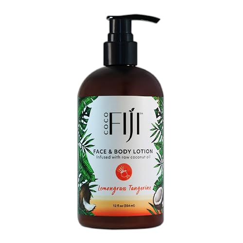 Coco Fiji Face & Body Lotion Infused With Coconut Oil | Lotion for Dry Skin | Moisturizer Face Cream & Massage Lotion for Women & Men | Lemongrass Beauty & Personal Care Organic Fiji