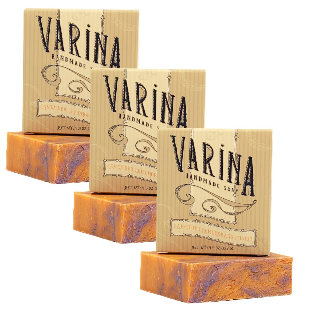 Varina Natural Lavender Fusion Bar Soap - Gentle Cleansing for Sensitive Skin, Herbal and Mint - 3 Pack Beauty & Personal Care Varina