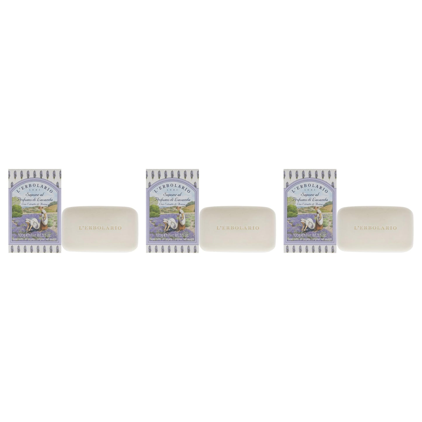 Perfumed Soap - Lavender - Pack of 3 by LErbolario for Unisex - 3.5 oz Soap Beauty & Personal Care L'Erbolario