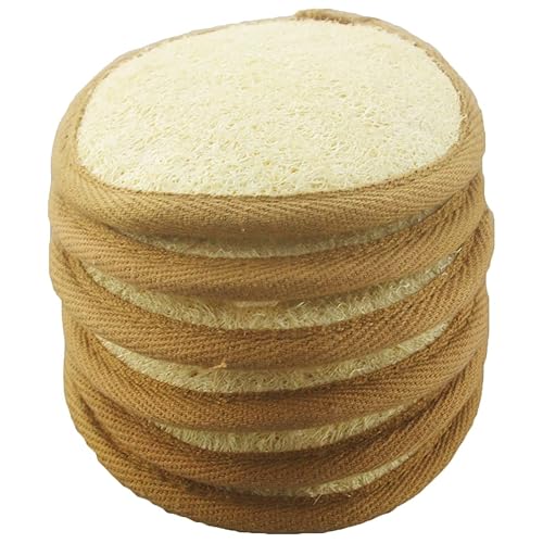 6 pcs/Set 4"×4" Natural Exfoliating Face Pad Loofah Sponge Facial Brush - Shower Scrubber - Body Bath Spa for Men & Women, Renewable Resource (Front Beauty & Personal Care Mr.Cui'shop