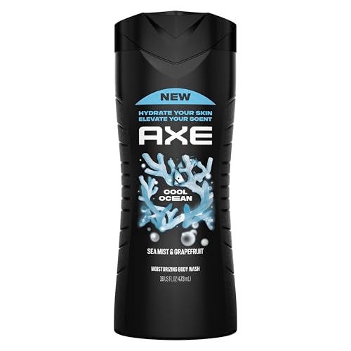 AXE Cool Ocean Men's Body Wash With Essential Oils 12H Refreshing Scent Body Wash For Men, Clean and Fresh Scent 16 oz Beauty & Personal Care AXE