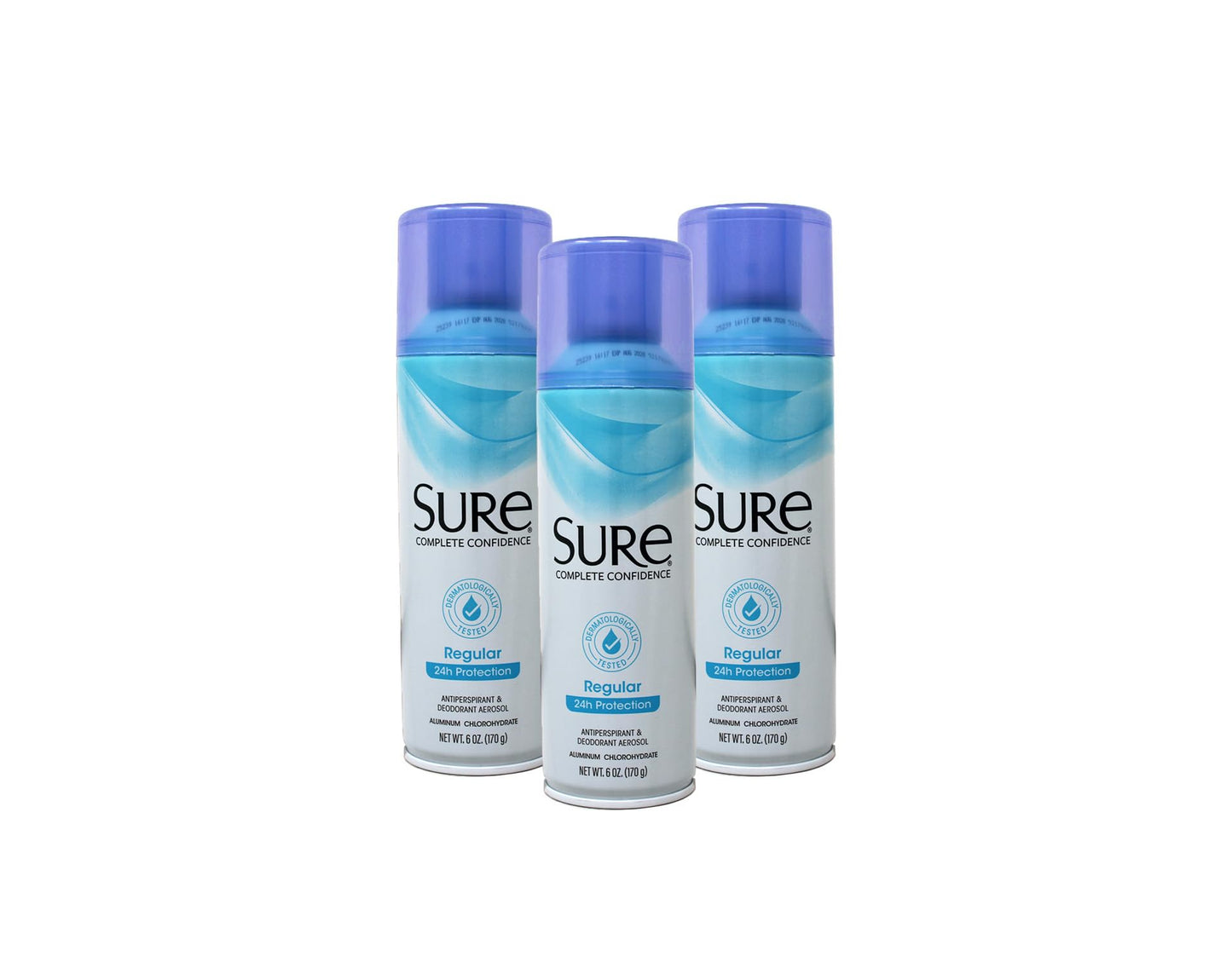 Sure Regular Scent Aerosol Antiperspirant and Deodorant - 24-Hour Protection for Men and Women - Fast Drying Spray Deodorant - 6 oz, Pack of 3 Beauty and Personal Care Sure