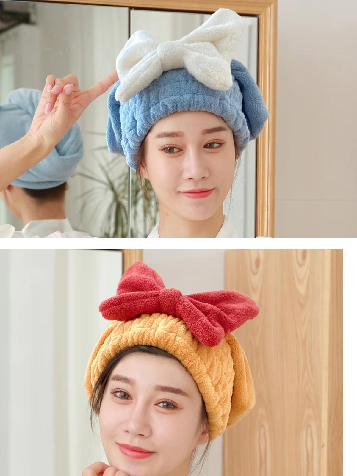 Super Absorbent Hair Towel Wrap for Wet Hair, Microfiber Hair Drying Caps Soft Absorbent Quick Drying Cap for Curly Thick Hair, Fast Drying Hair