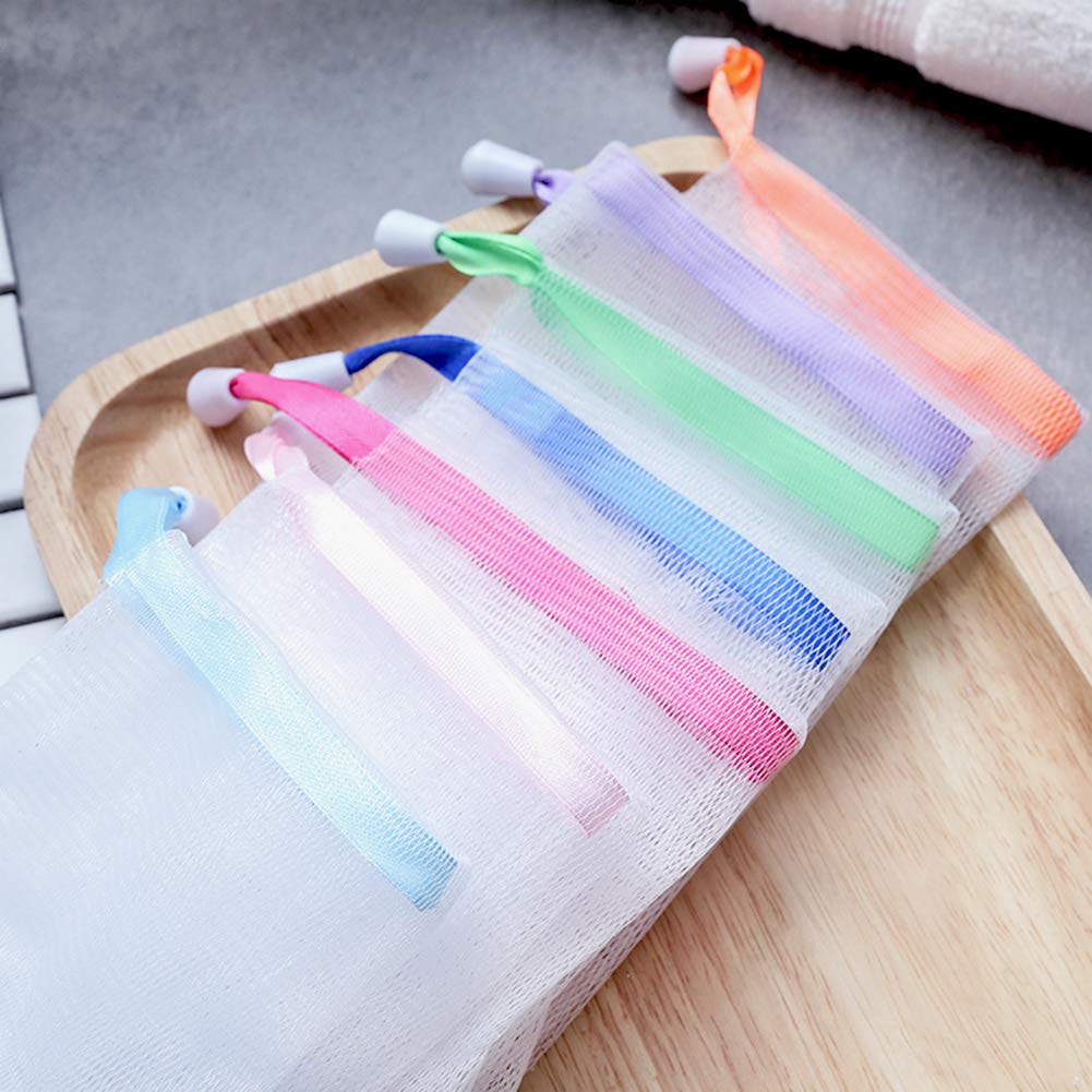 INVODA 20 PCS Soap Net Bag Double Layer Drawstring Soap Mesh Soft Bath Soap Net for Facial Body Exfoliation Cleaning Tool (Random Color) Beauty & Personal Care INVODA