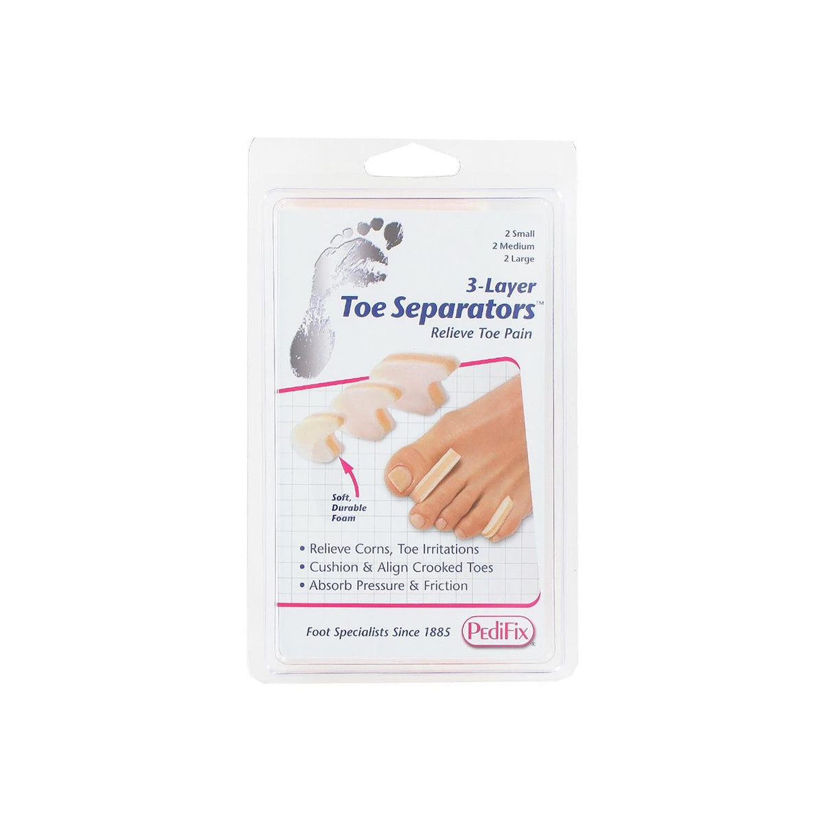 PediFix 3-Layer Toe Separators Medium 6/Pack