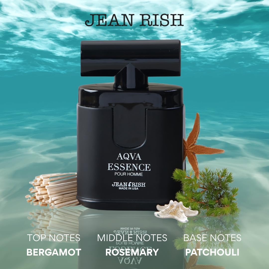 Jean Rish Aqva Essence Eau De Toilette - Perfume for Men (3.4 Fl Oz / 100ml) with Bergamot, Rosemary & Patchouli Notes - Long Lasting and Luxury Beauty & Personal Care Jean Rish