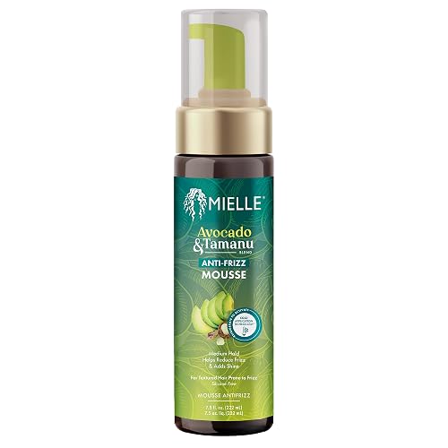 Mielle Organics Avocado & Tamanu Curly Hair Mousse - Anti Frizz Hair Foam for Curly, Wavy, Coily Styles - Medium Hold Styling to Define & Control Beauty & Personal Care Mielle Organics