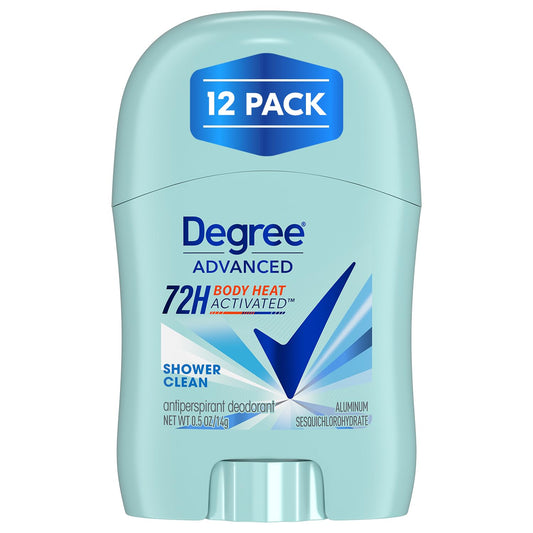 Degree Advanced Antiperspirant Deodorant, Shower Clean 12-Pack - Travel Deodorant for Women, 72H Protection, 0.5 Oz Ea Beauty & Personal Care Degree