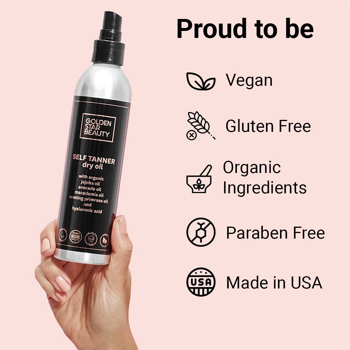 Self Tanner Oil - Natural Sunless Tanning Spray w/Hyaluronic Acid and Organic Oils, Clear Gradual Fake Tan Sprayer for Perfect Golden Glow 8.0 fl.oz Beauty & Personal Care GOLDEN STAR BEAUTY