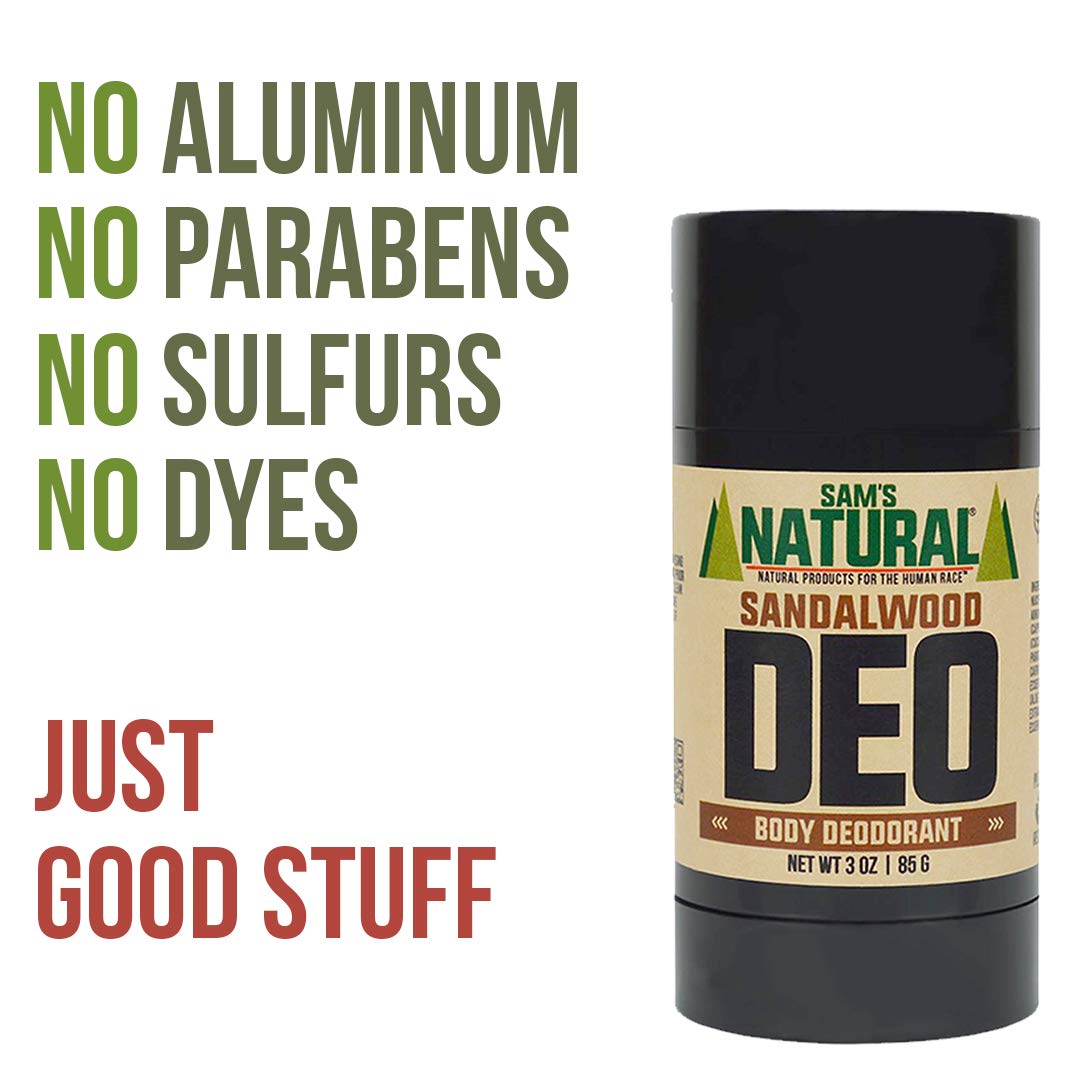 Sam’s Natural Deodorant - Sandalwood - Holiday Gifts - Stocking Stuffers - Aluminum Free DEO - No phthalates, parabens, sulfates, or dyes - For Men Beauty and Personal Care Sam's Natural