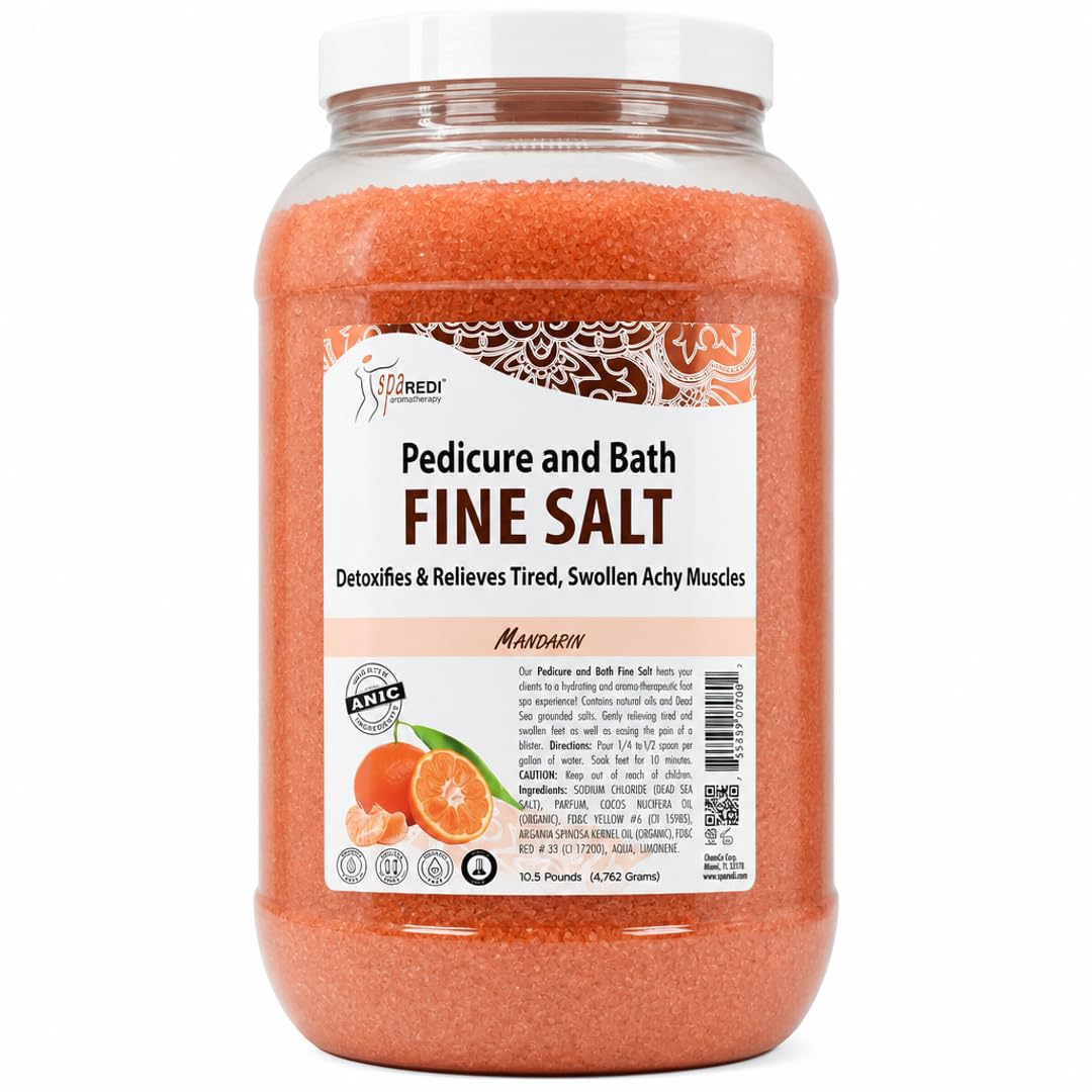 SPA REDI - Detox Foot Soak Pedicure and Bath Fine Salt, Mandarin, 128 Oz - Made with Dead Sea Salts, Argan Oil, Coconut Oil, and Essential Oil Beauty and Personal Care SPA REDI
