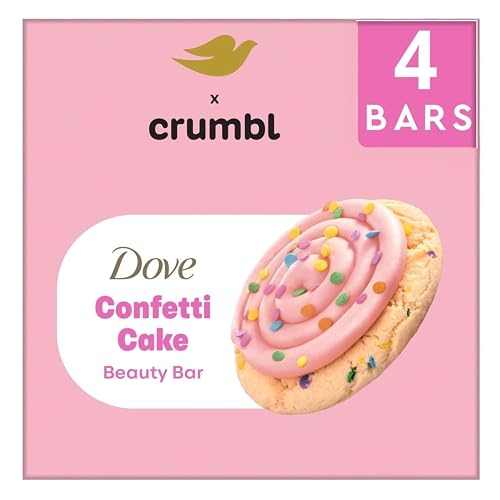 Dove x Crumbl Limited Edition Confetti Cake Beauty Bar Soap, Warm Sugar Cookie Scent, 4 Bars Beauty & Personal Care Dove