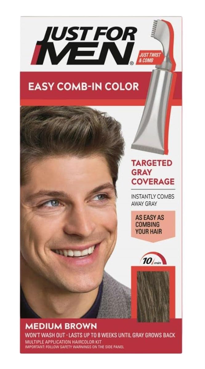 Just For Men Easy Comb-in Hair Color for Men with Applicator, Medium Brown, A-35 Beauty & Personal Care Just for Men